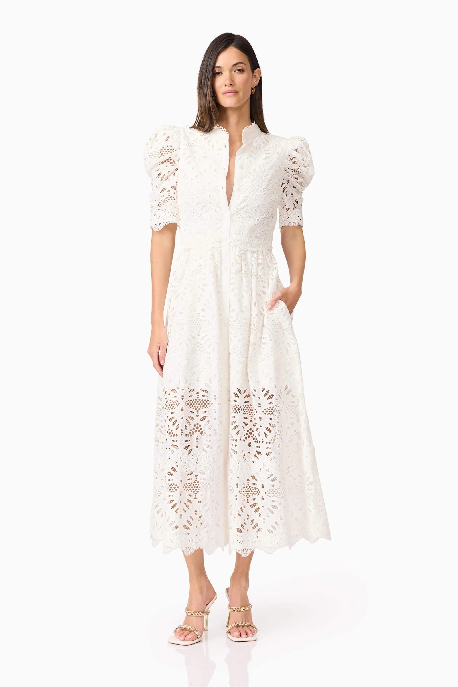 Carli Midi Shirt Dress in White