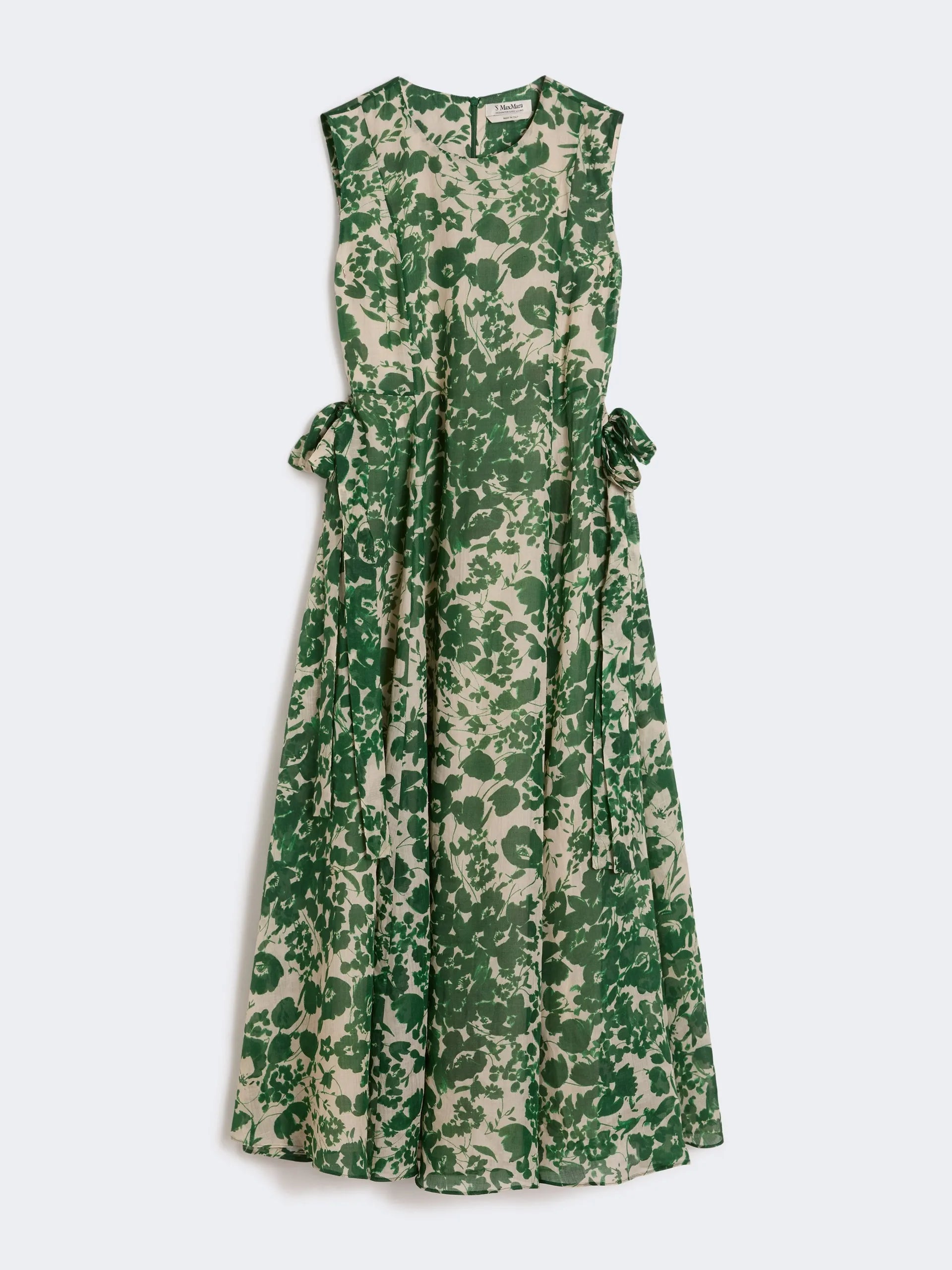 Printed ramie canvas dress Green