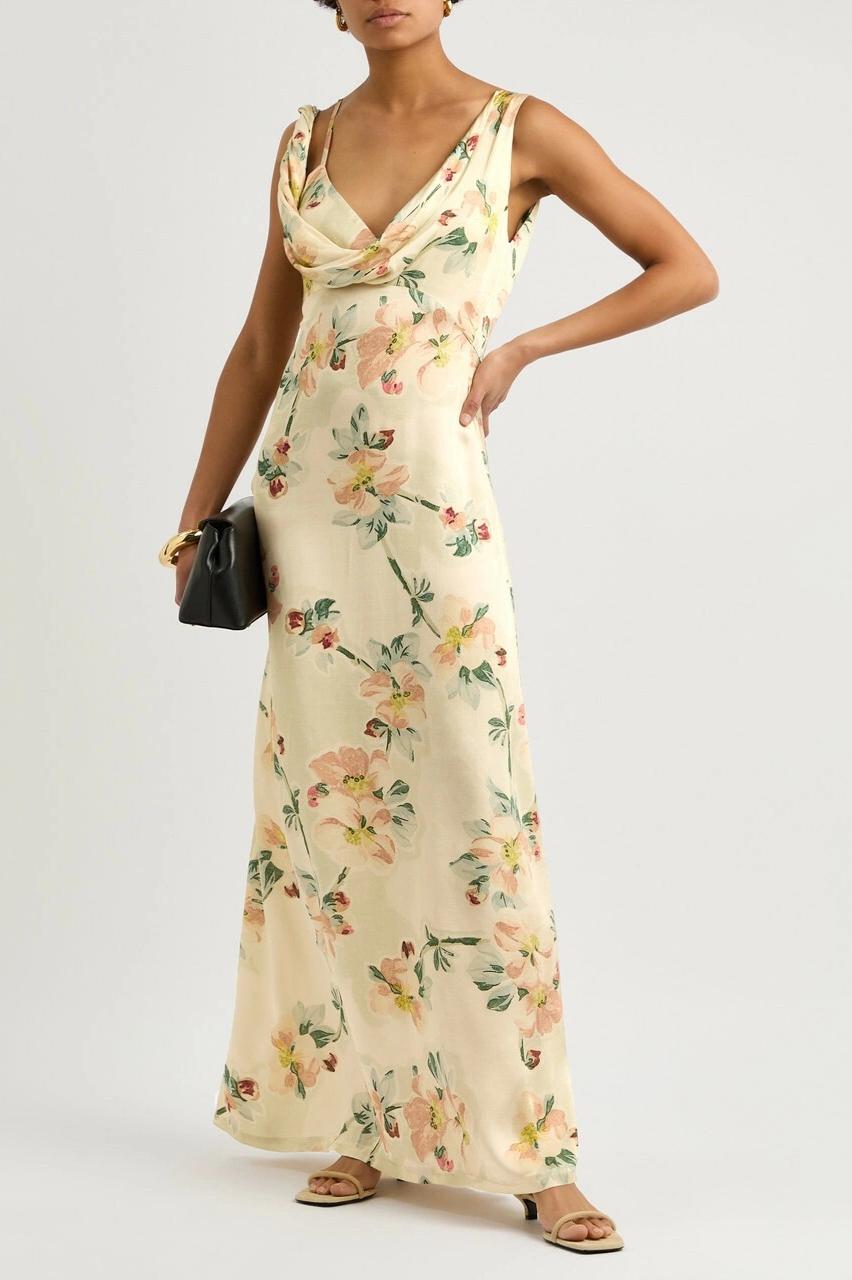 Toteme Floral-print Satin Maxi Dress