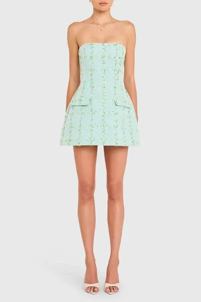 Bethany Skort Romper - Strapless Blue