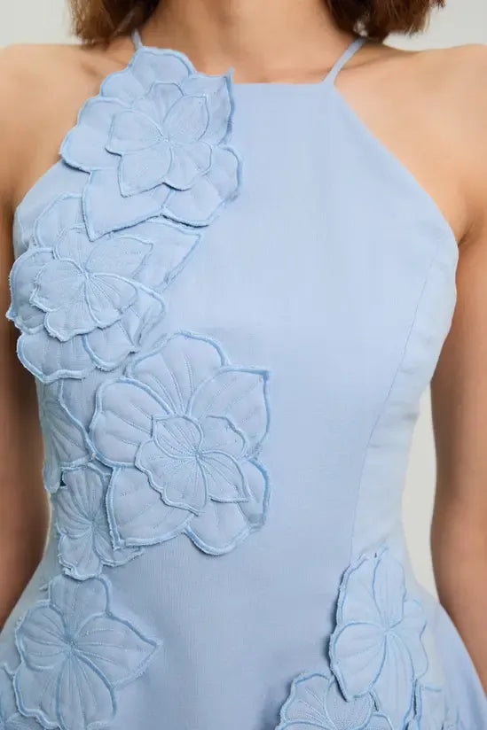 KarenMillen Cotton Linen 3D Floral Midi Dress