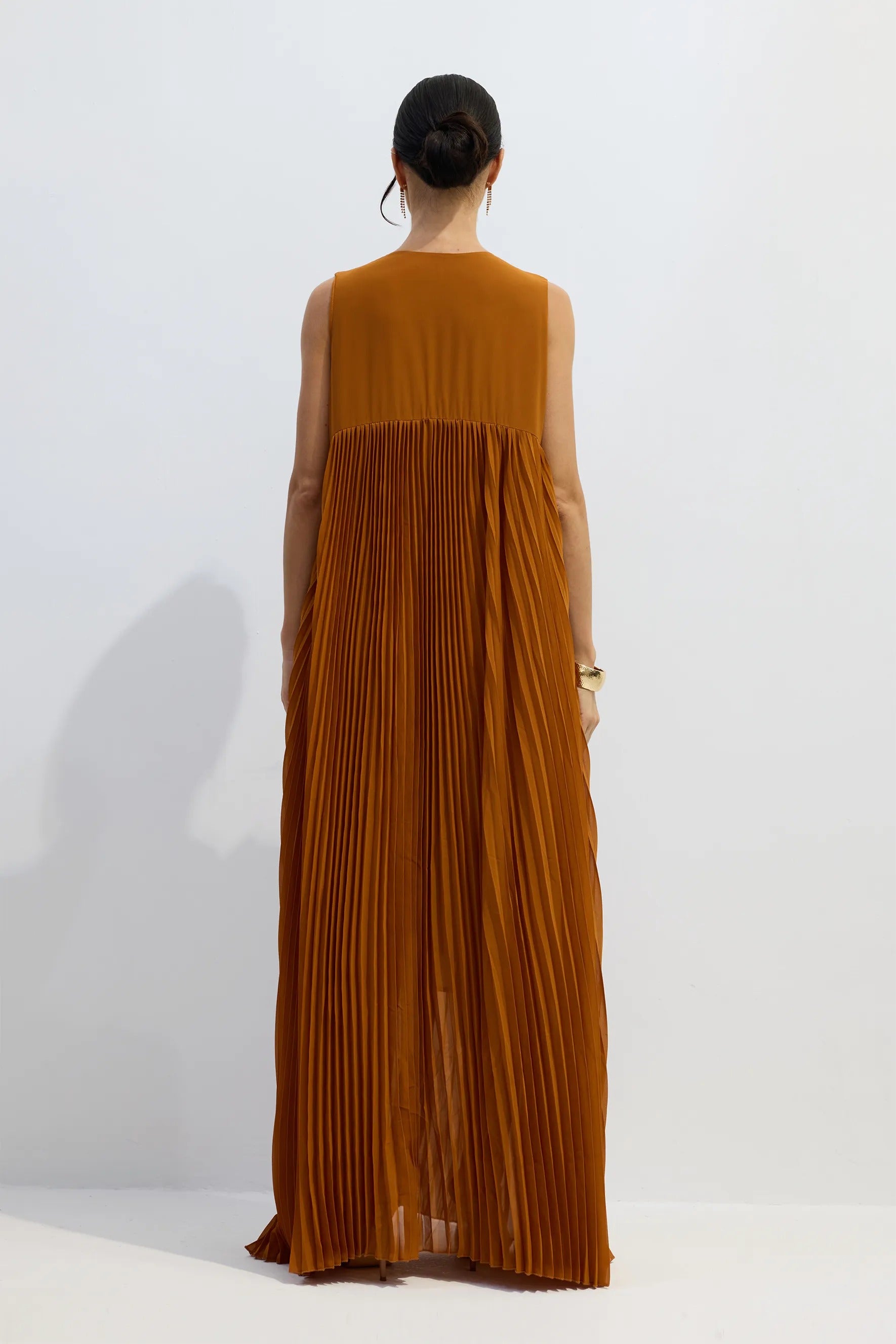 Minerva V-Neck Pleated Maxi Dress