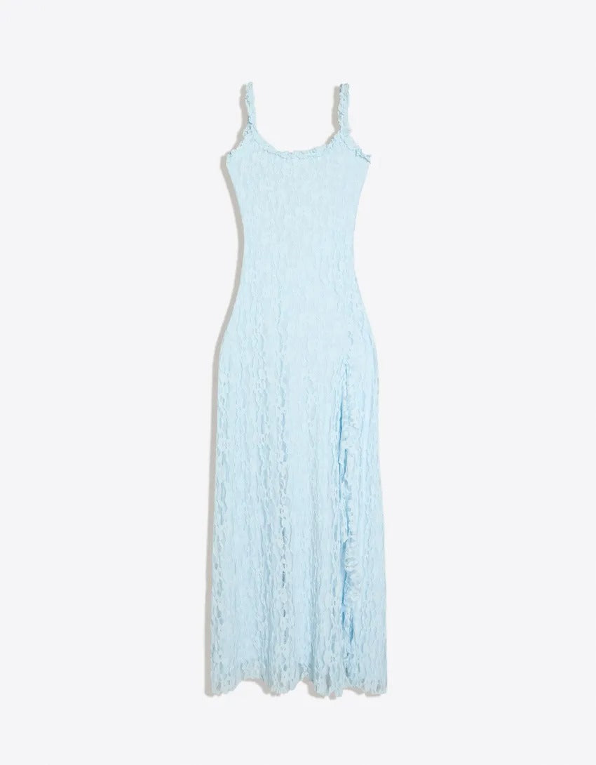 Lace-Trimmed Midi Dress