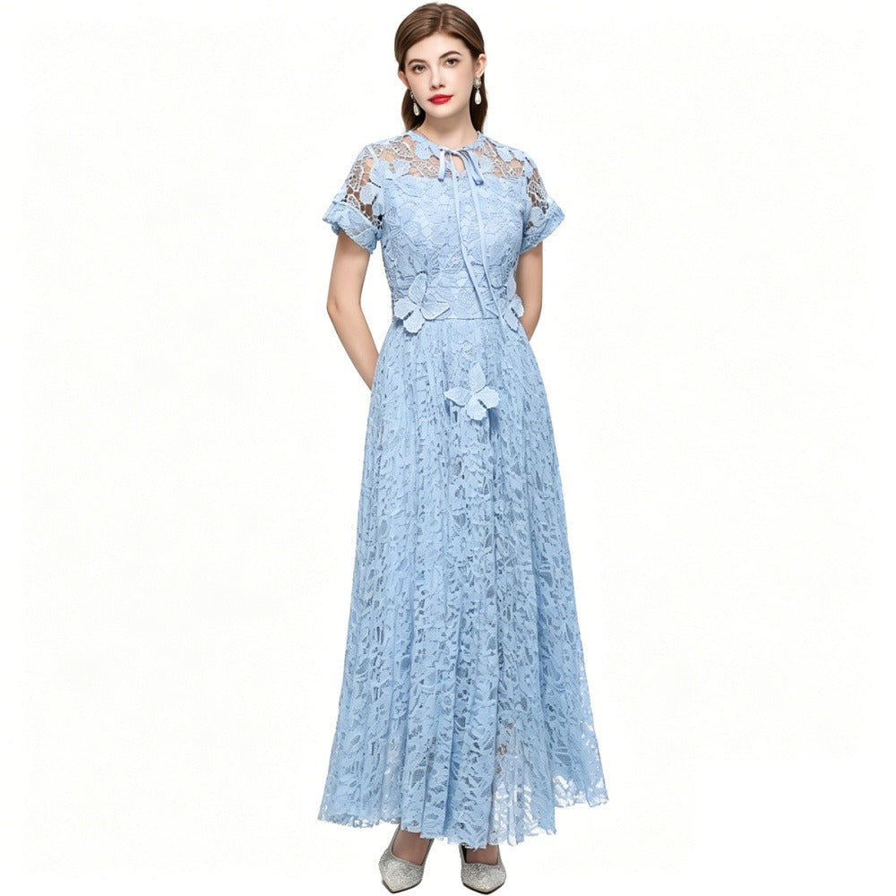 Light Luxury Butterfly Decoration Dress Irregular Long Dress