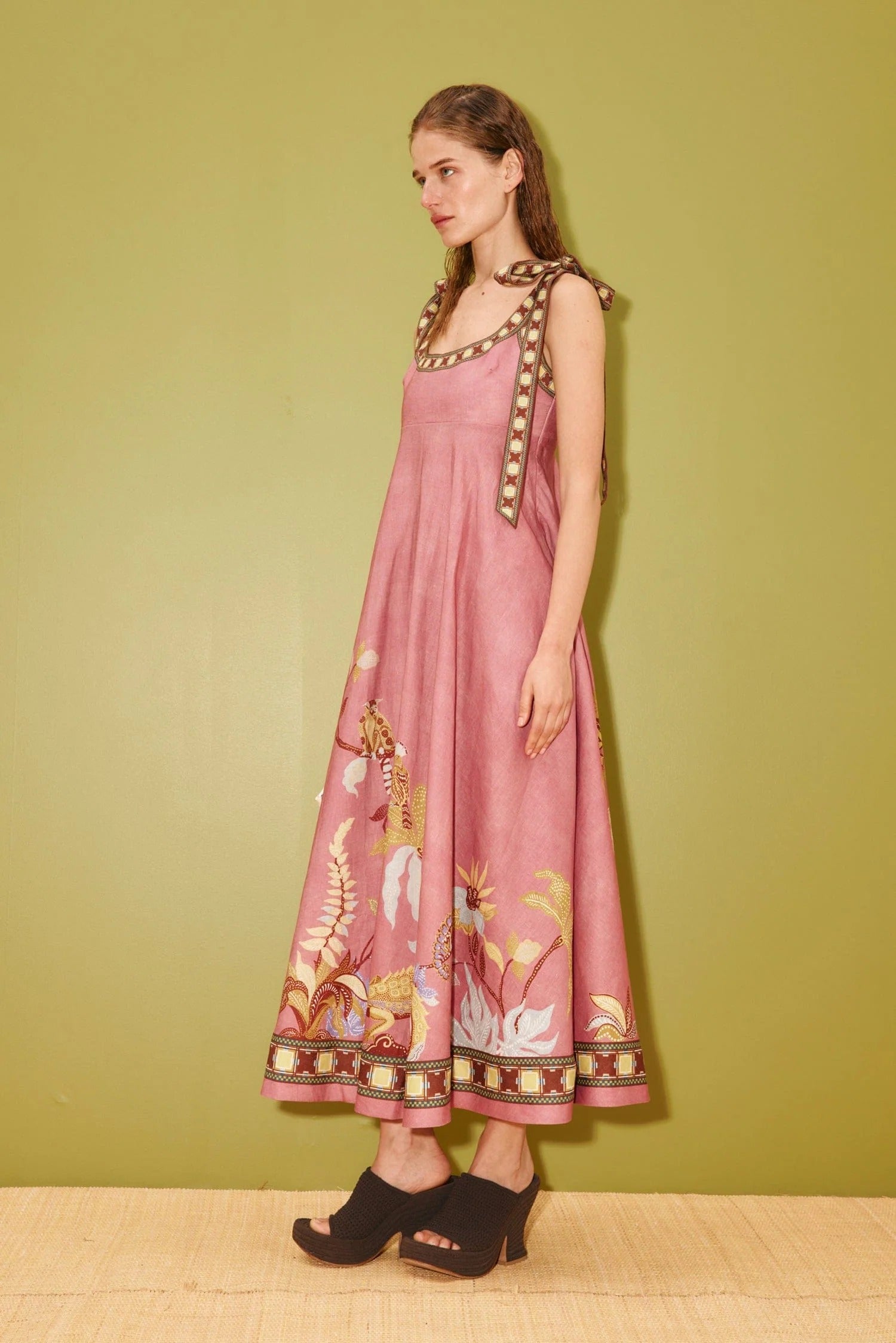 Zuri Ballet printed linen maxi dress