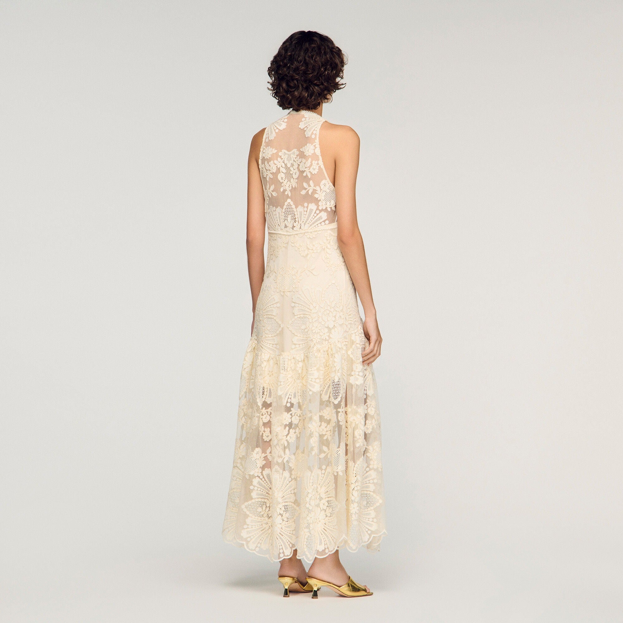 Floral cotton guipure maxi dress