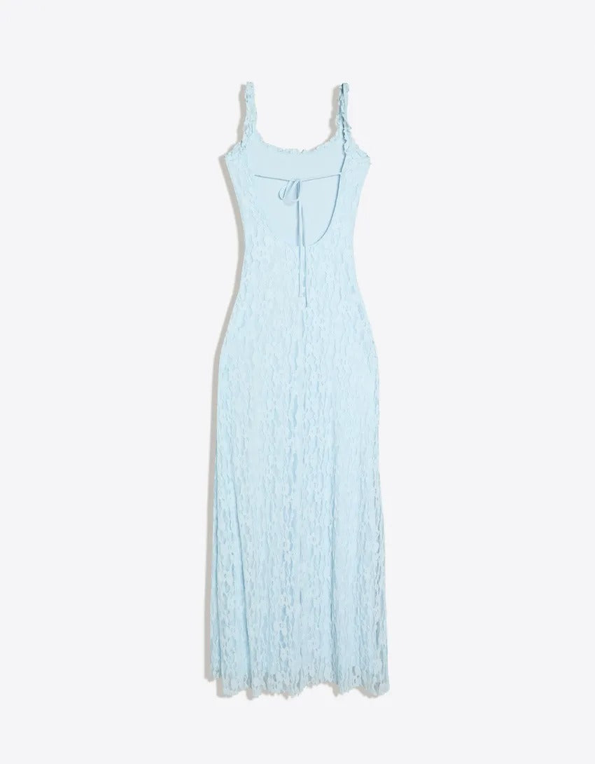 Lace-Trimmed Midi Dress
