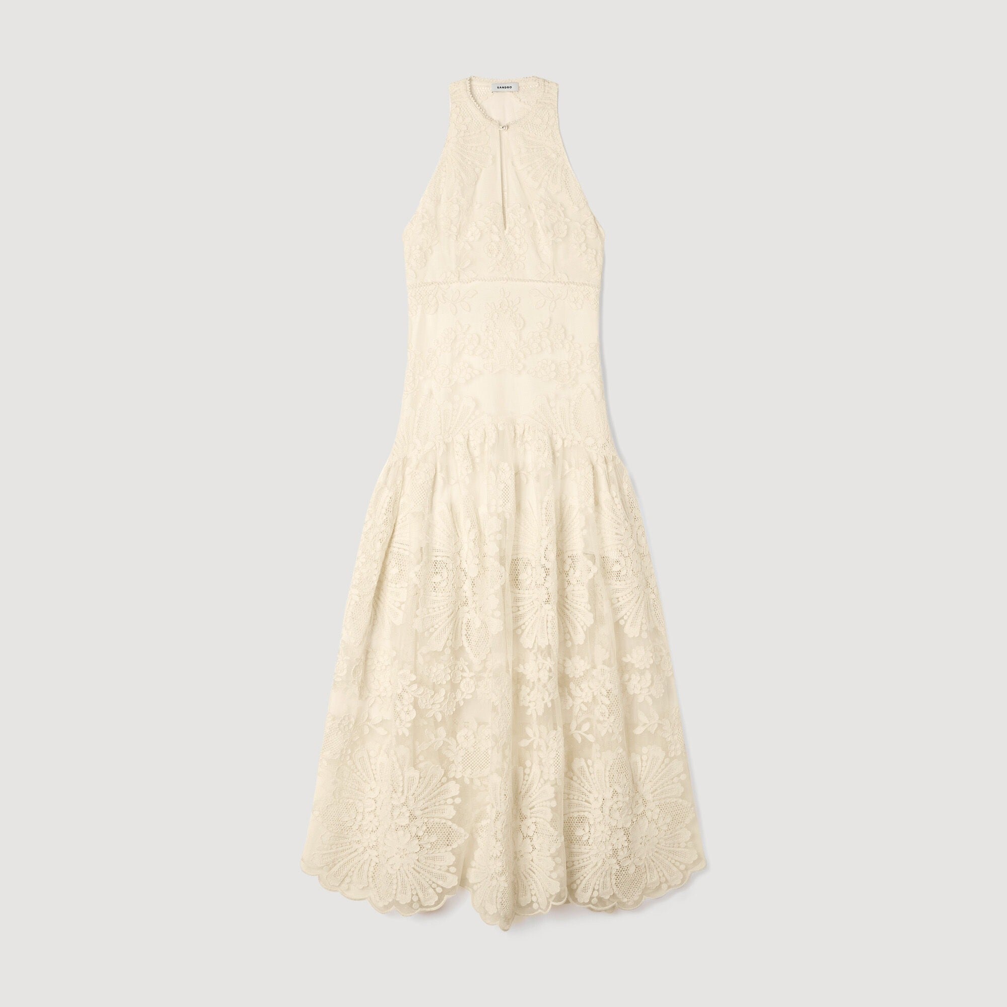 Floral cotton guipure maxi dress
