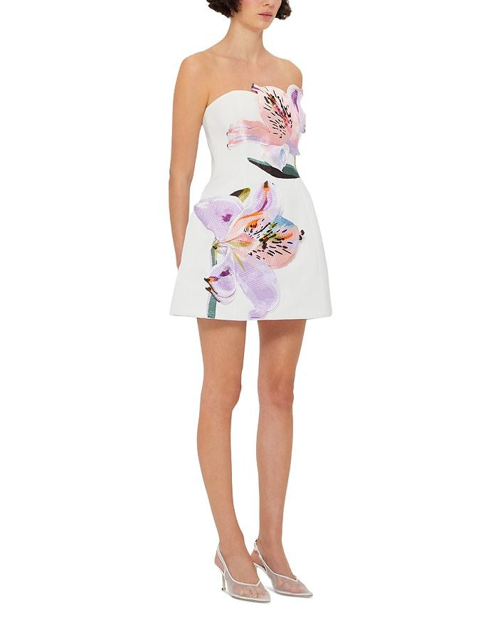 Leo Lin Rosario Applique Floral Bustier Mini Dress