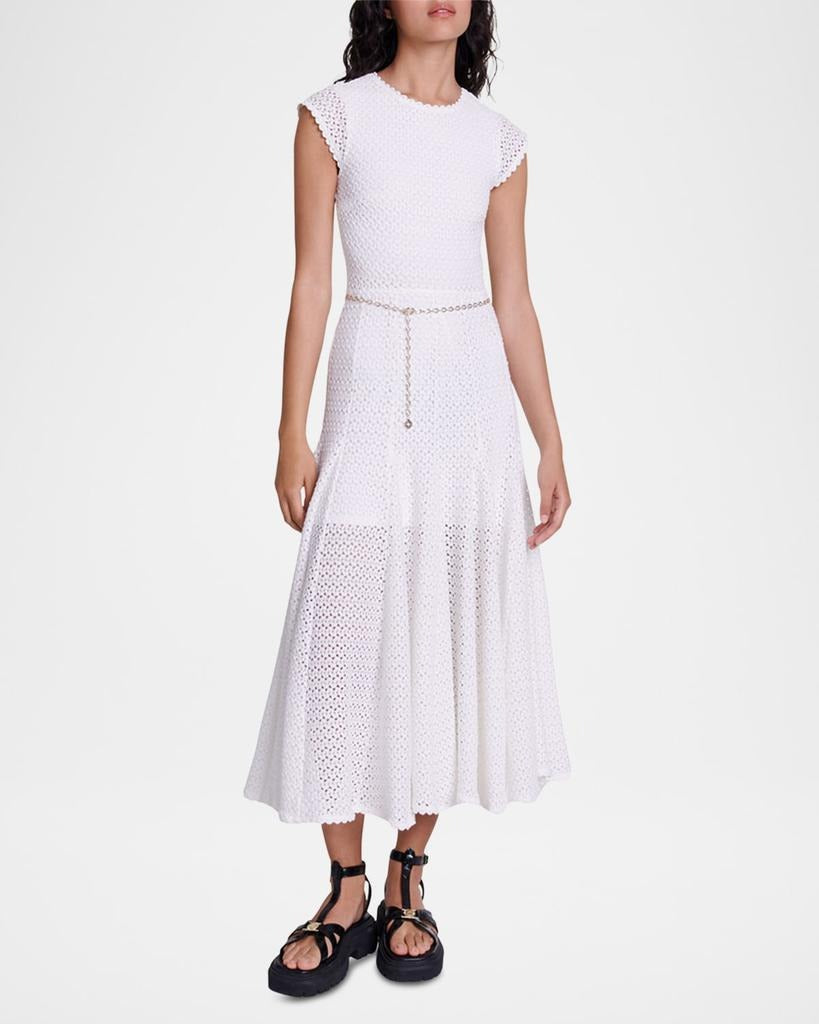 Ricocha Chain-Belt Crochet Midi Dress