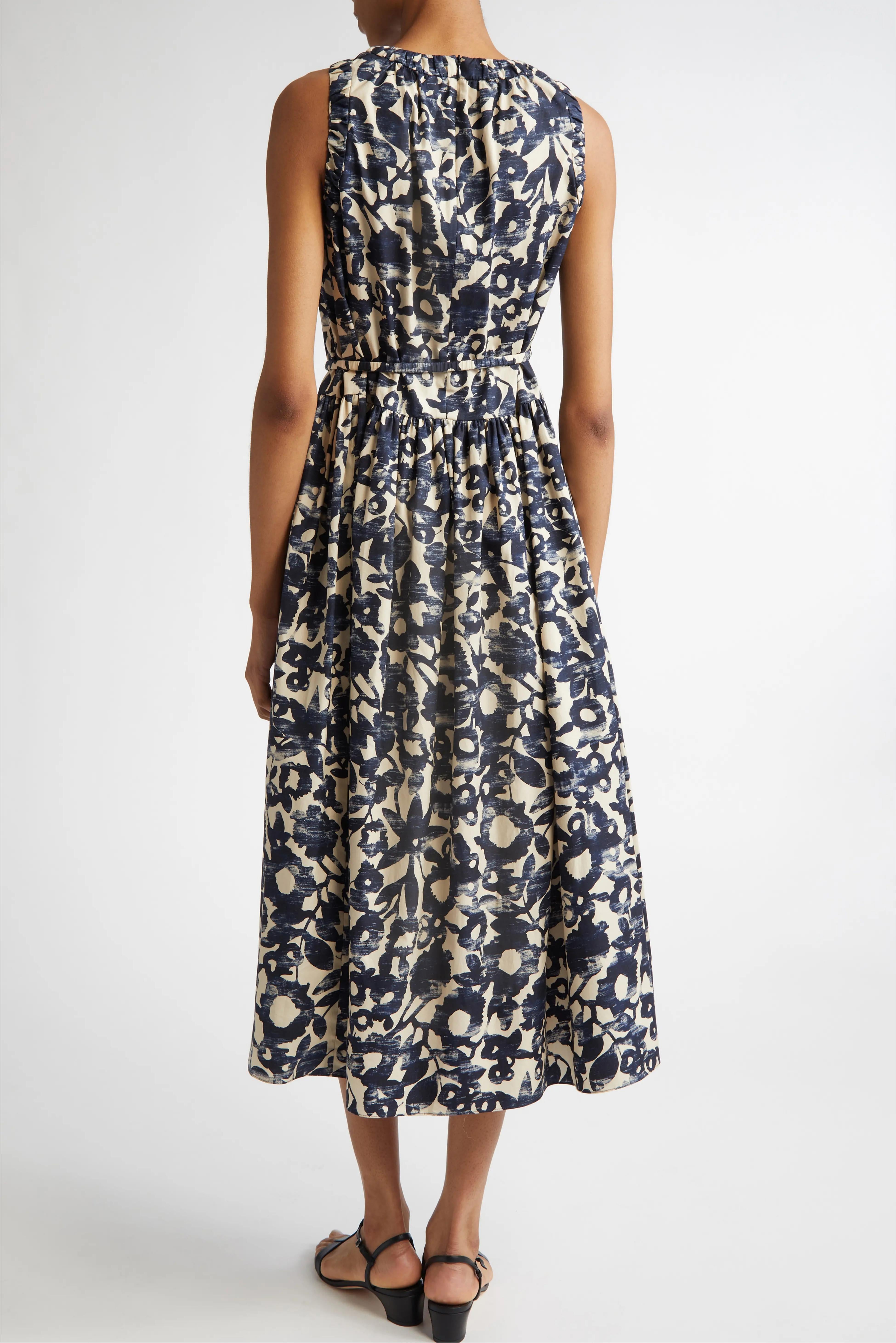 Marlena print sleeveless belted dress