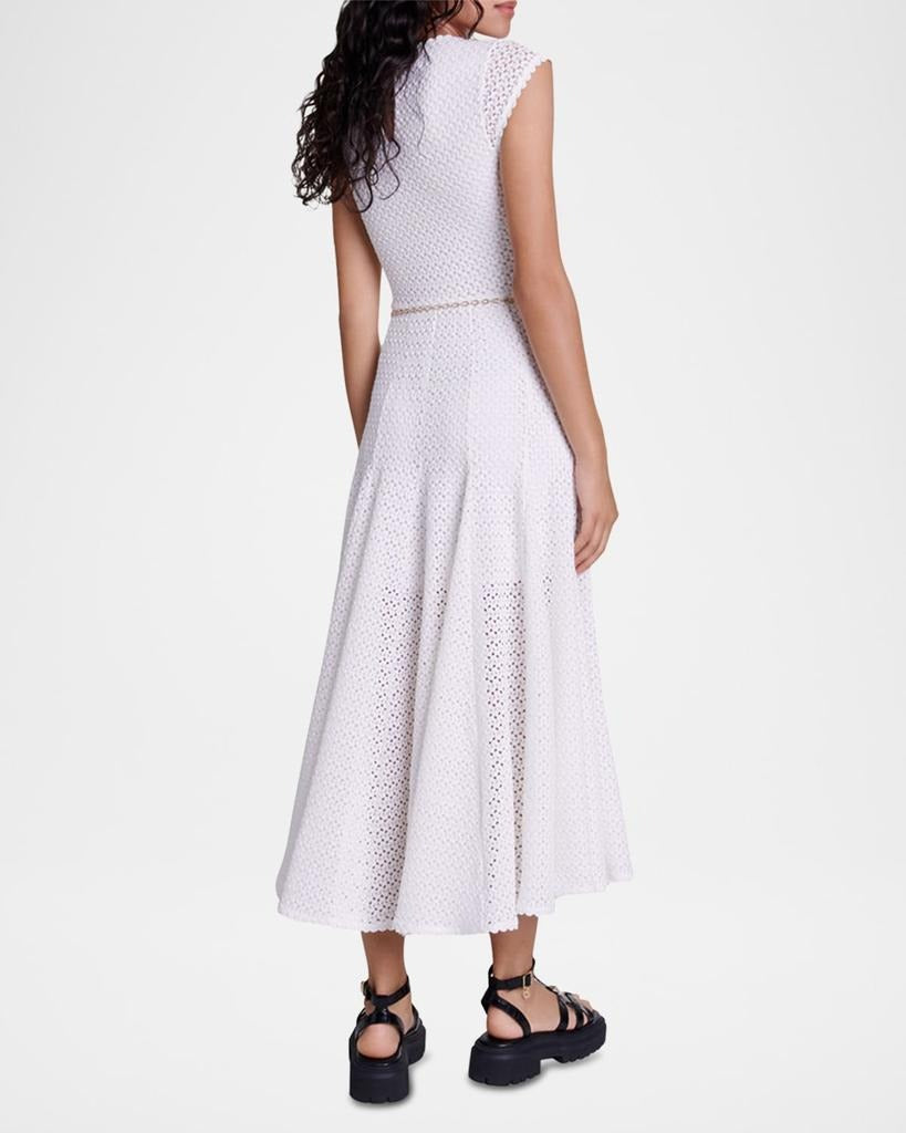 Ricocha Chain-Belt Crochet Midi Dress