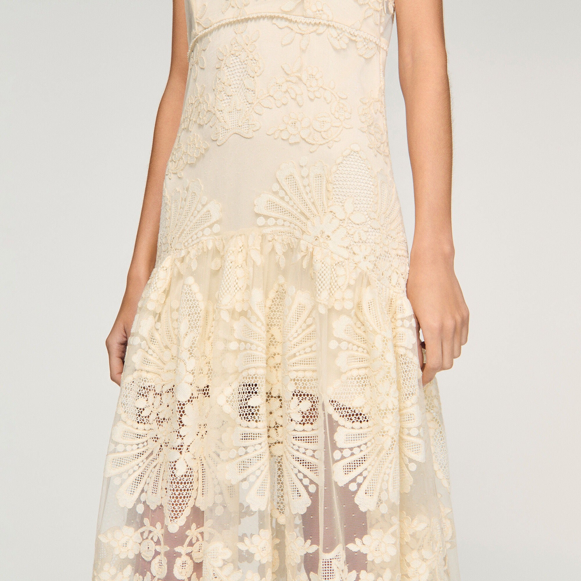 Floral cotton guipure maxi dress