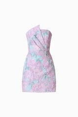 Patricia Strapless Mini Dress in Blue & Purple Floral