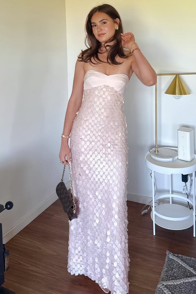 Sheath Sweetheart Long Prom Dresses with Sequins