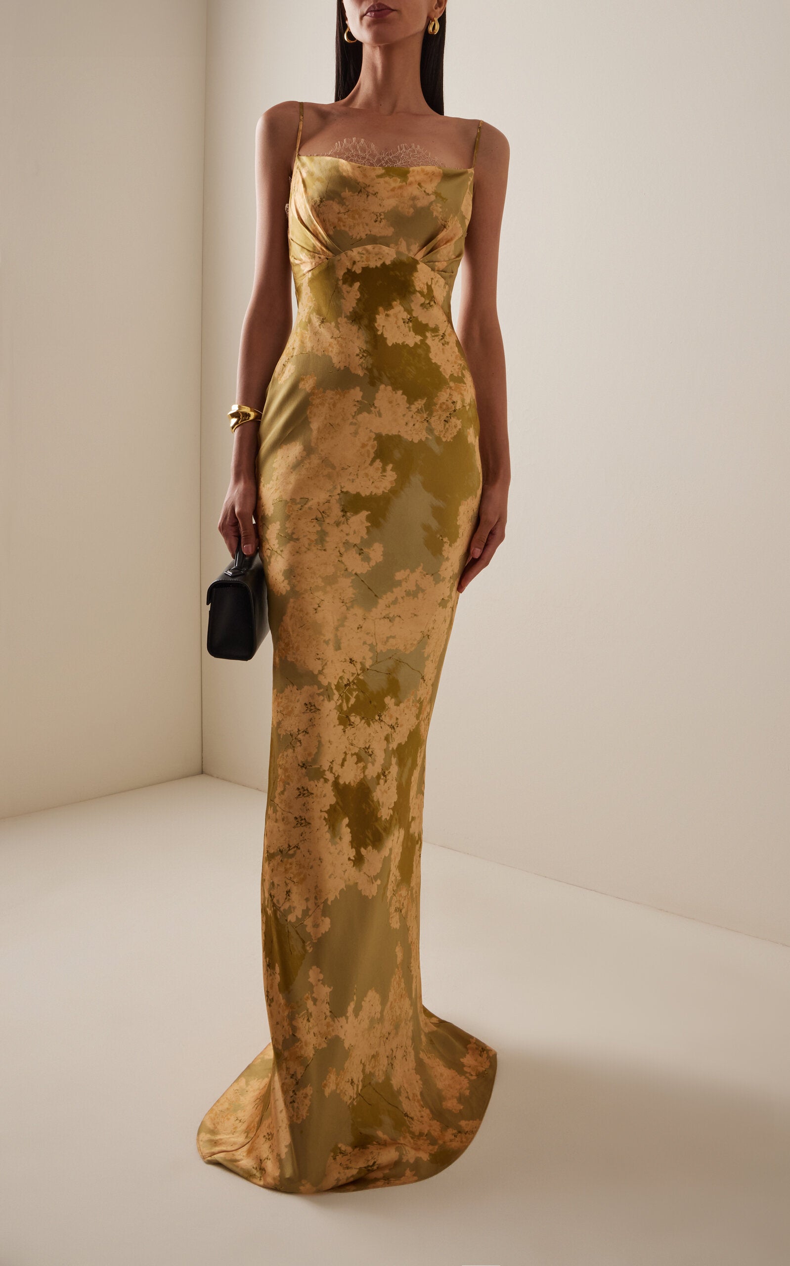 Cleodora Corseted Silk-Blend Satin Maxi Dress