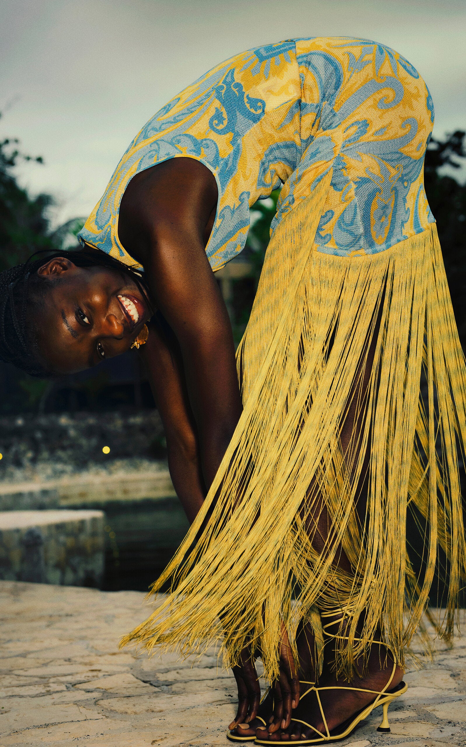 Fringed Metallic Knit Maxi Set