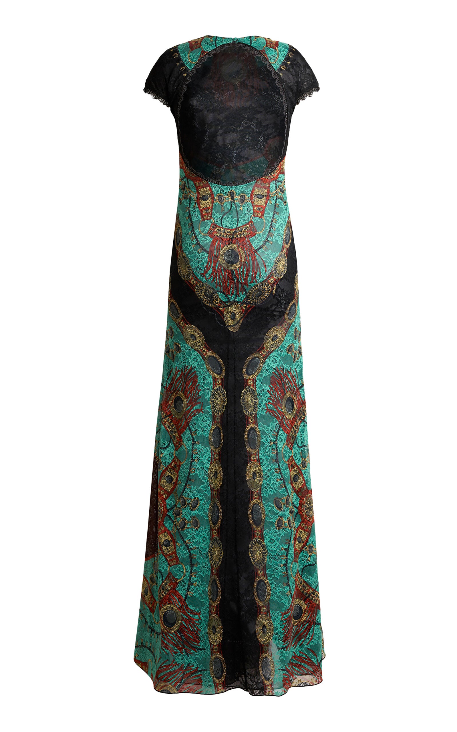 Patterned Crepe de Chine Maxi Dress