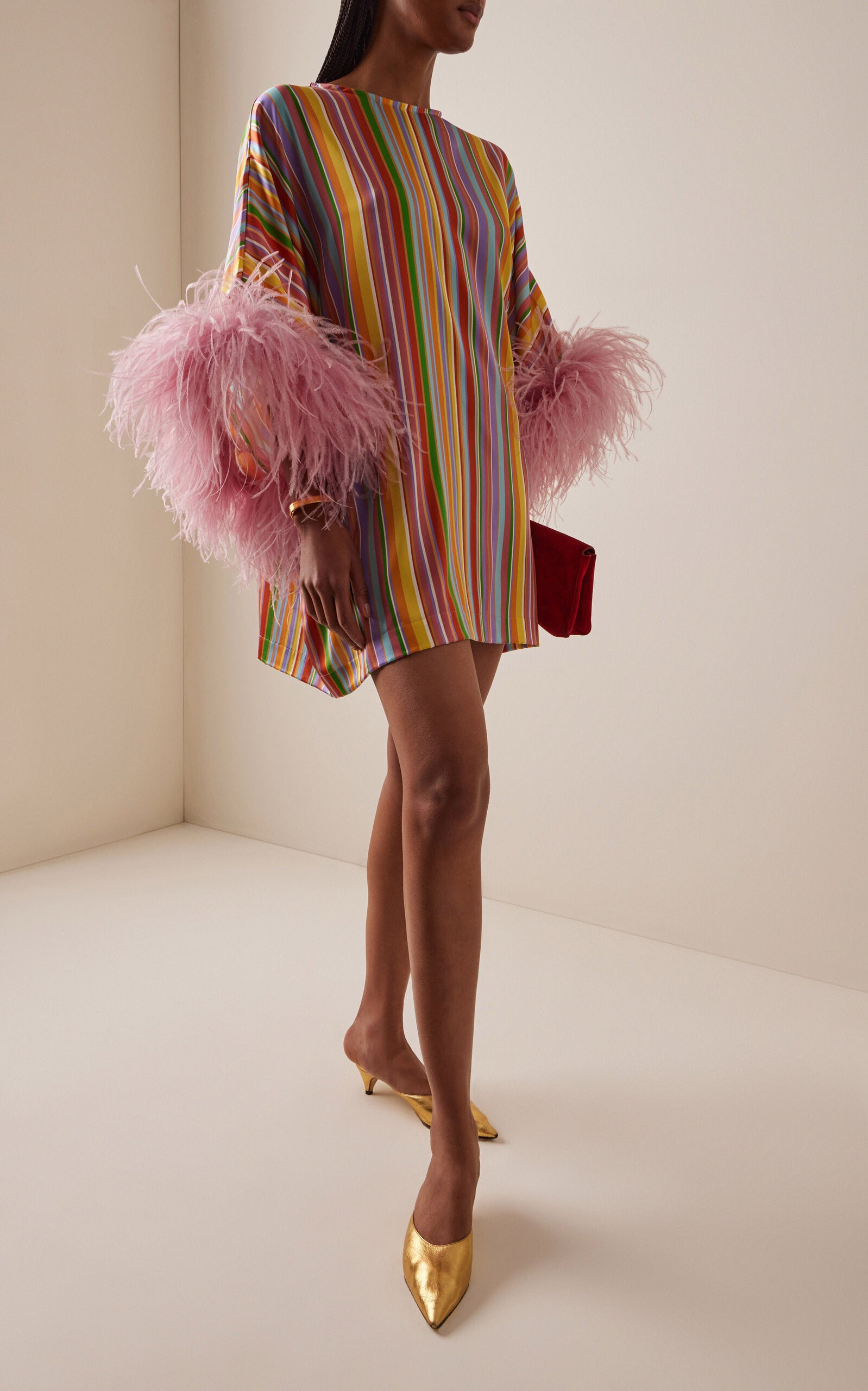 Exclusive La Isla Daisy Feather-Trimmed Silk Caftan
