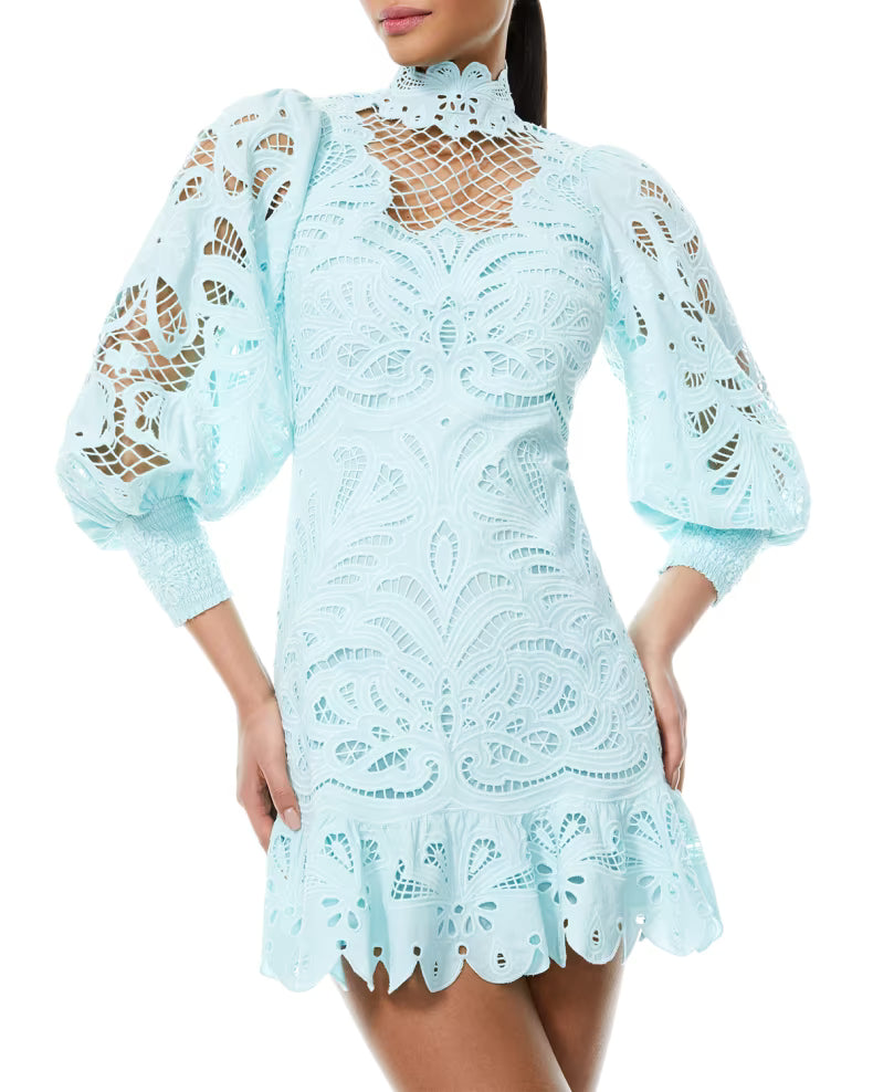 Yazmin Short Fit-and-Flare Eyelet Dress