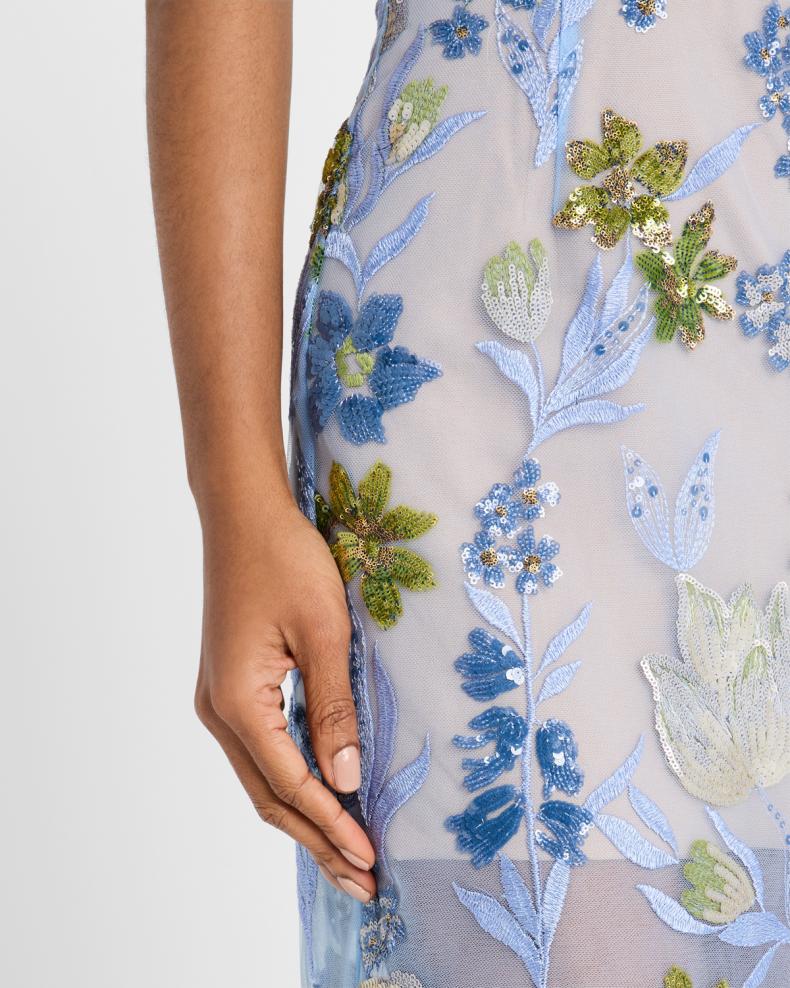 Dahlia Sequin Floral Column Gown