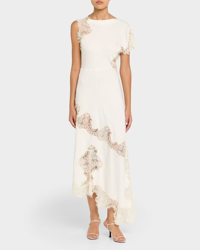 Alessia Satin and Lace Maxi Dress