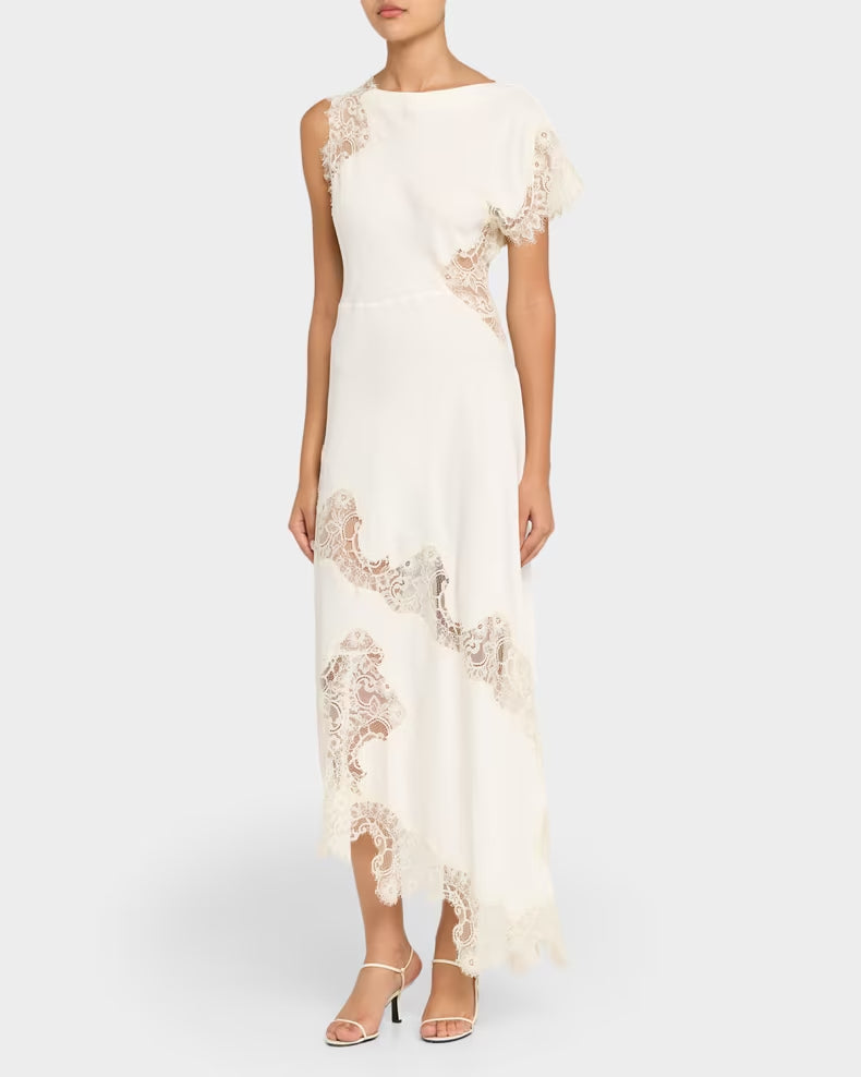 Alessia Satin and Lace Maxi Dress