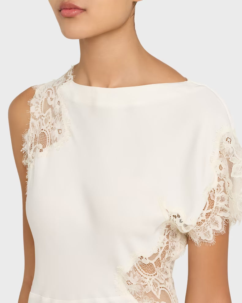 Alessia Satin and Lace Maxi Dress