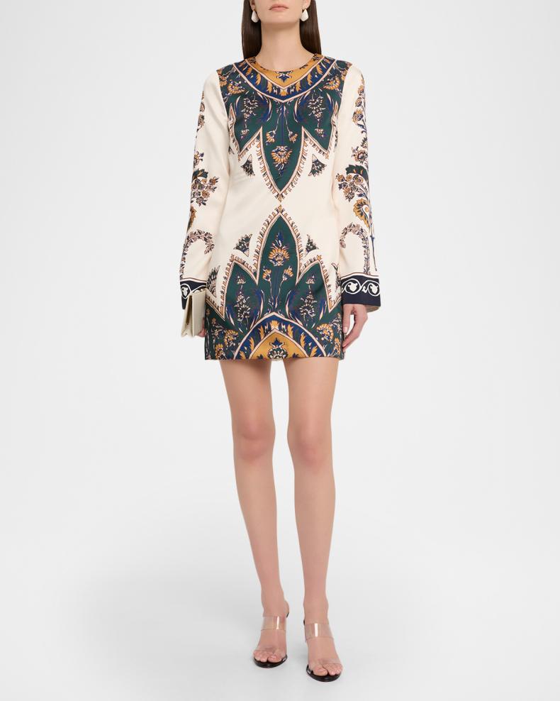 Cromwell Printed Long-Sleeve Mini Dress