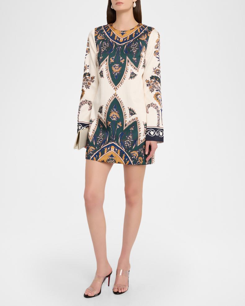 Cromwell Printed Long-Sleeve Mini Dress