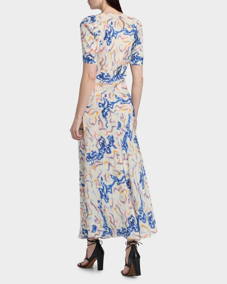 Samar Short-Sleeve Silk Dress