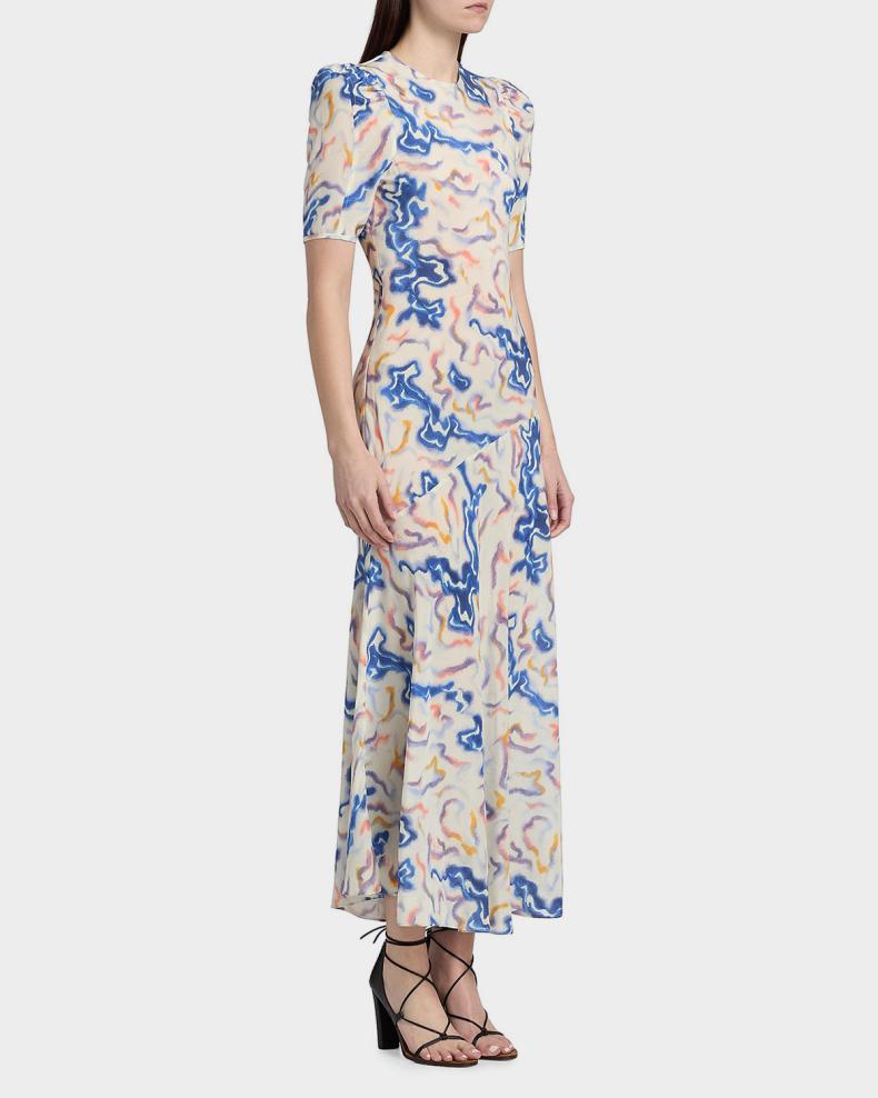 Samar Short-Sleeve Silk Dress