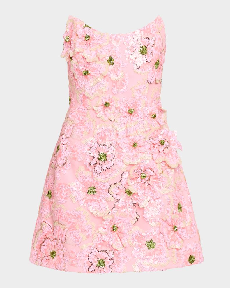 Ariana Strapless Floral Sequin Mini Dress