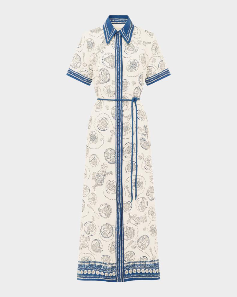 Lucky Printed Linen Maxi Shirtdress