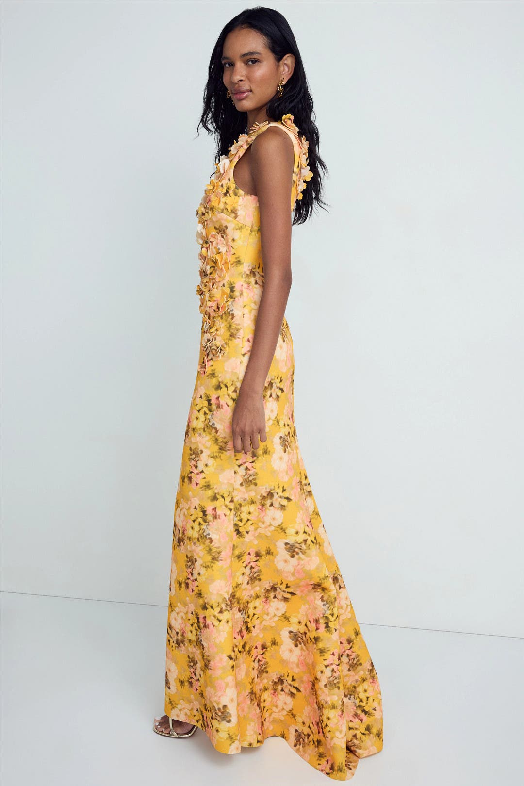 Floral Print Scuba Trumpet Gown