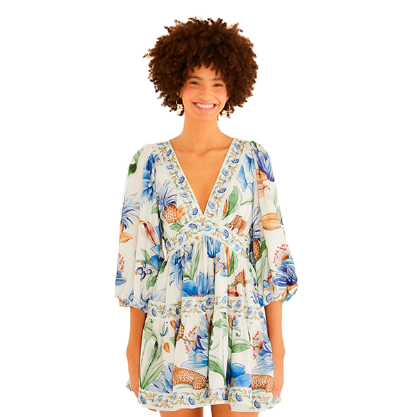 Vestido Curto Floral Elsa Farm - Estampado