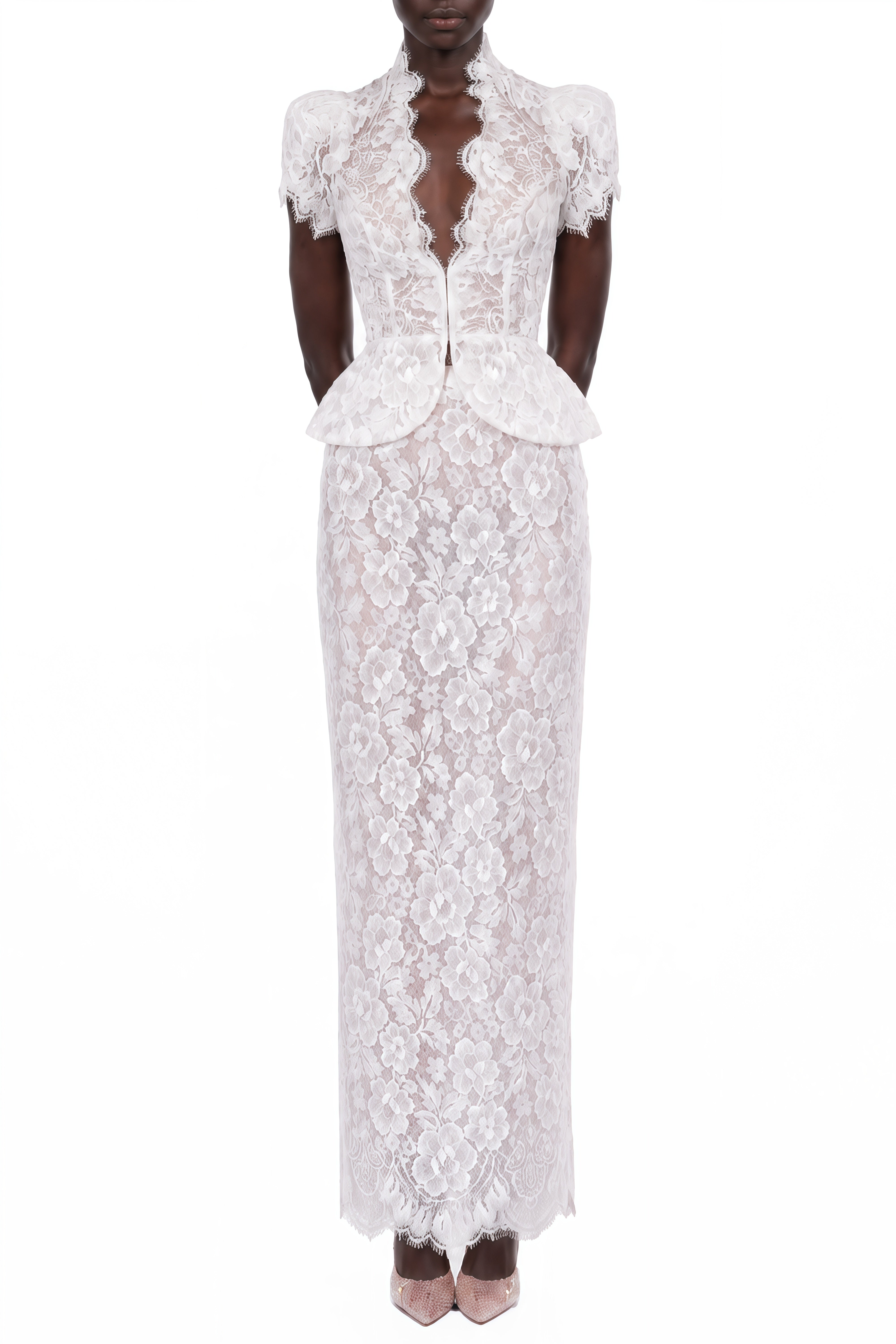 Cassiopeia White V-Neck Floral Print Top &amp; Skirt Set