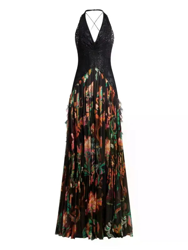 Floral Print Dress - Black