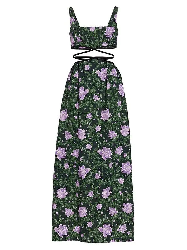 Peonia Cut-out Strappy Maxi Dress - Green