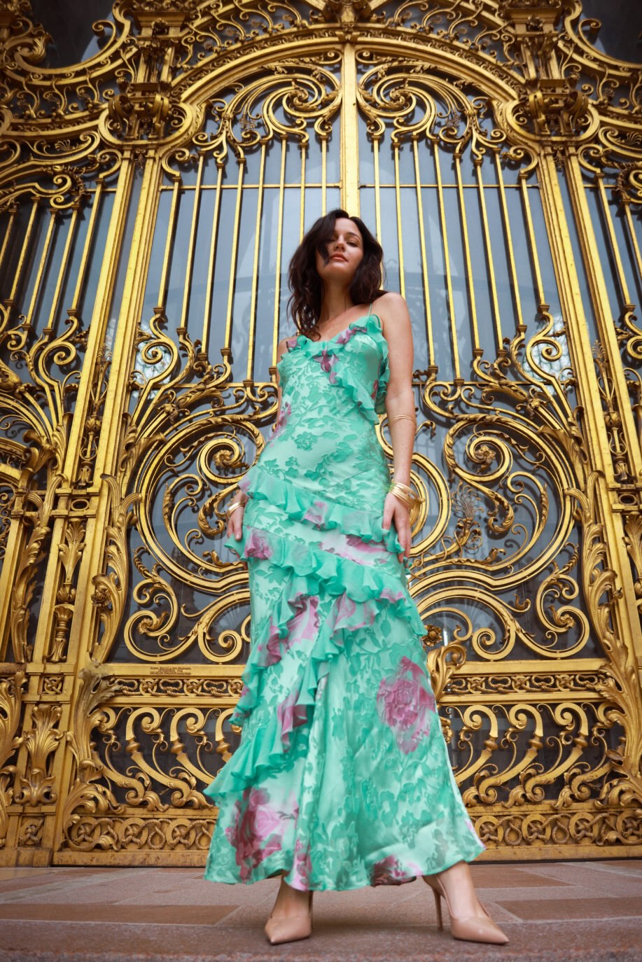 ANTIBES DRESS - Ruffled Silk Burnout
