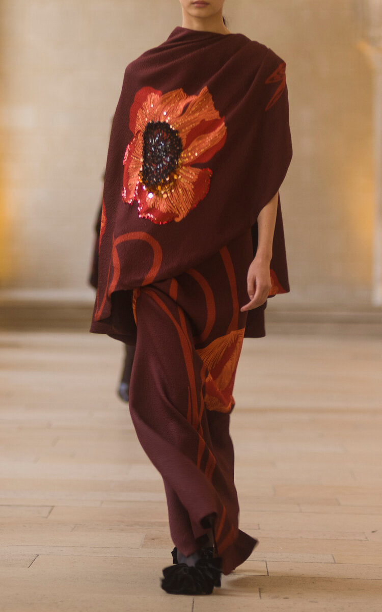 Plentiful Qualities Embellished Wool-Silk Maxi Dress