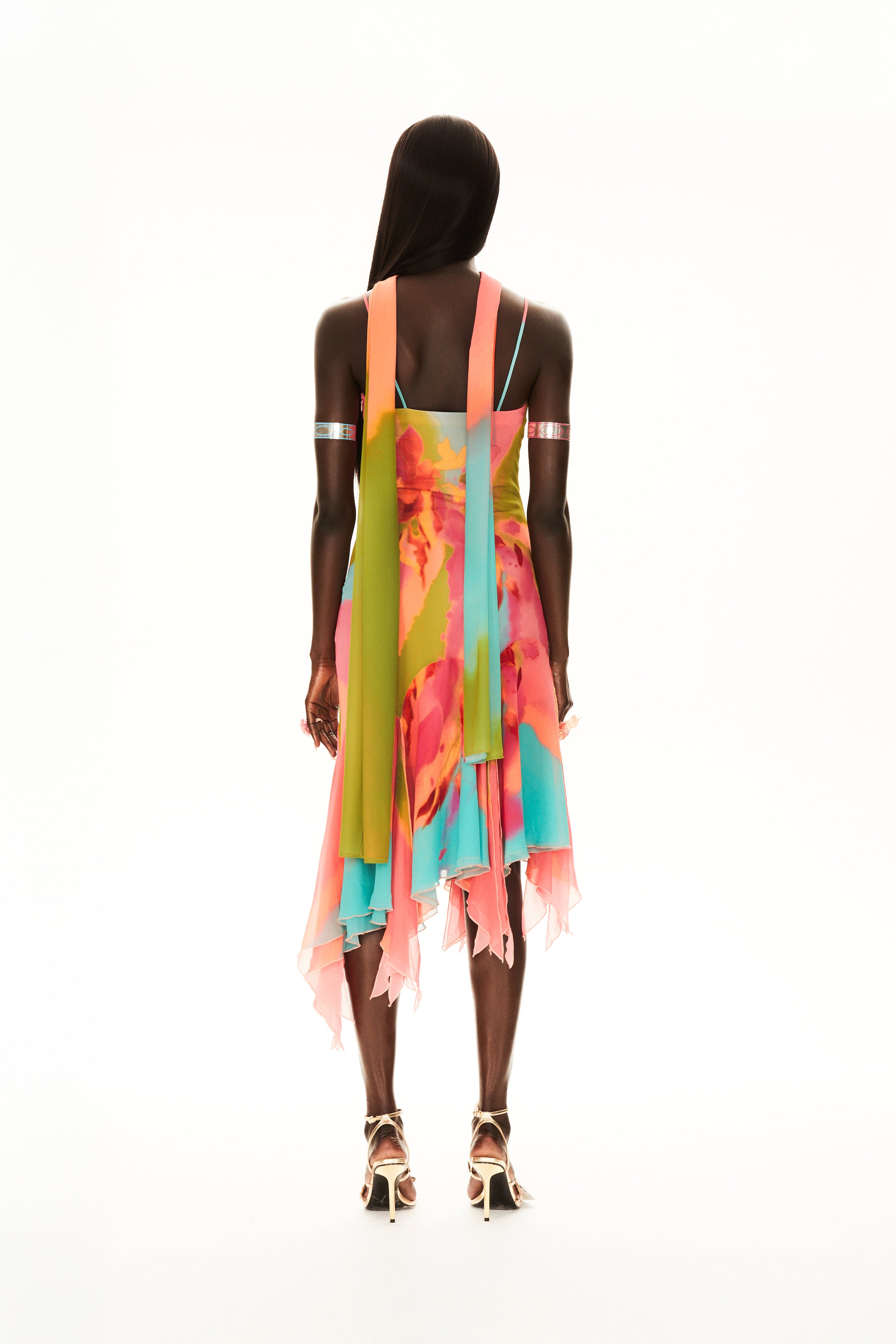 The Tulipa cocktail gown - Limited edition hand painted gown with shawl