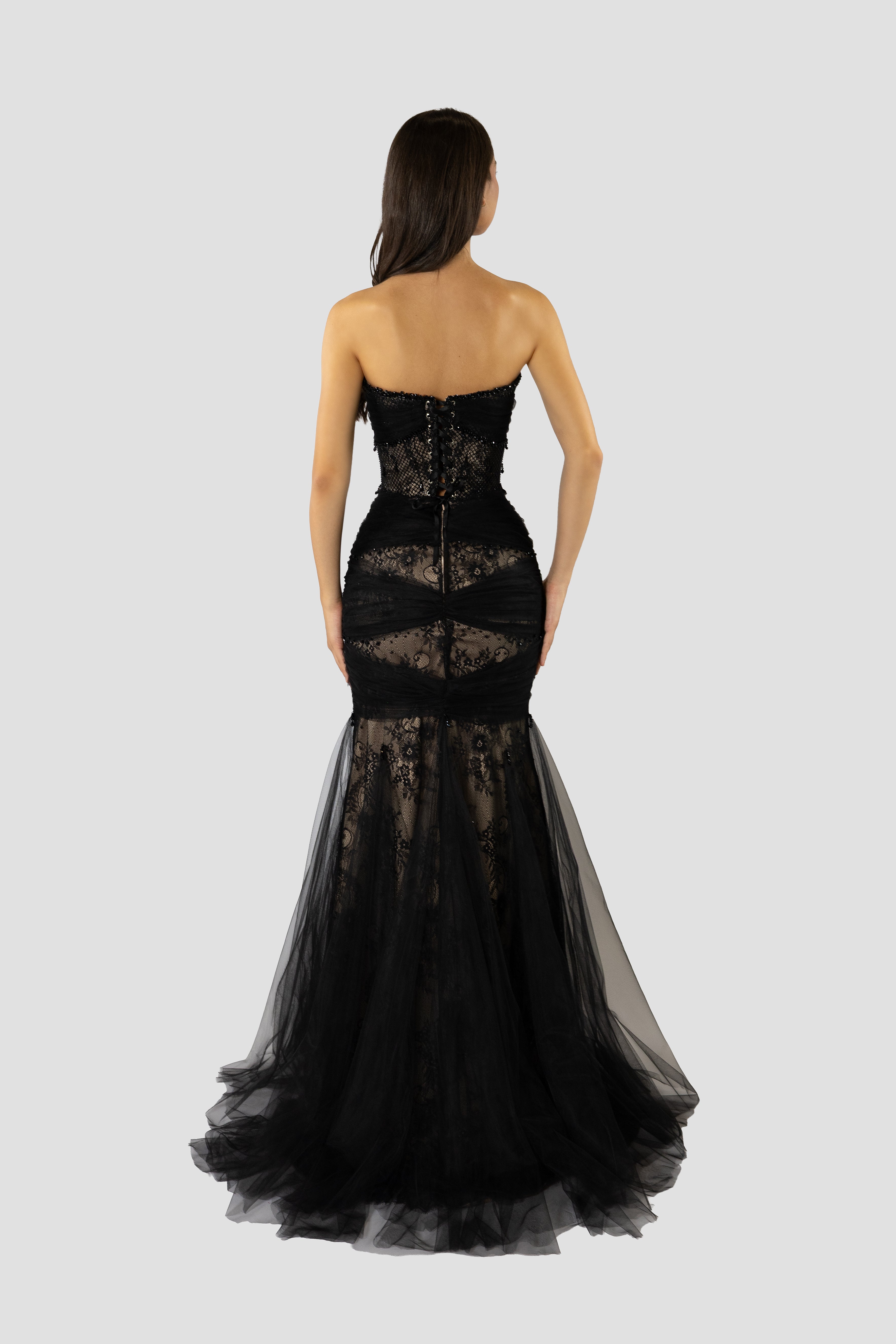 Sheer Black Draped Dress