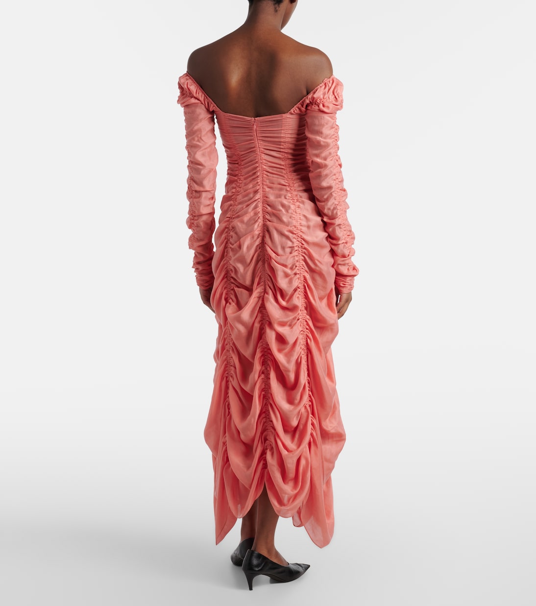 Judith ruched voile cocktail dress