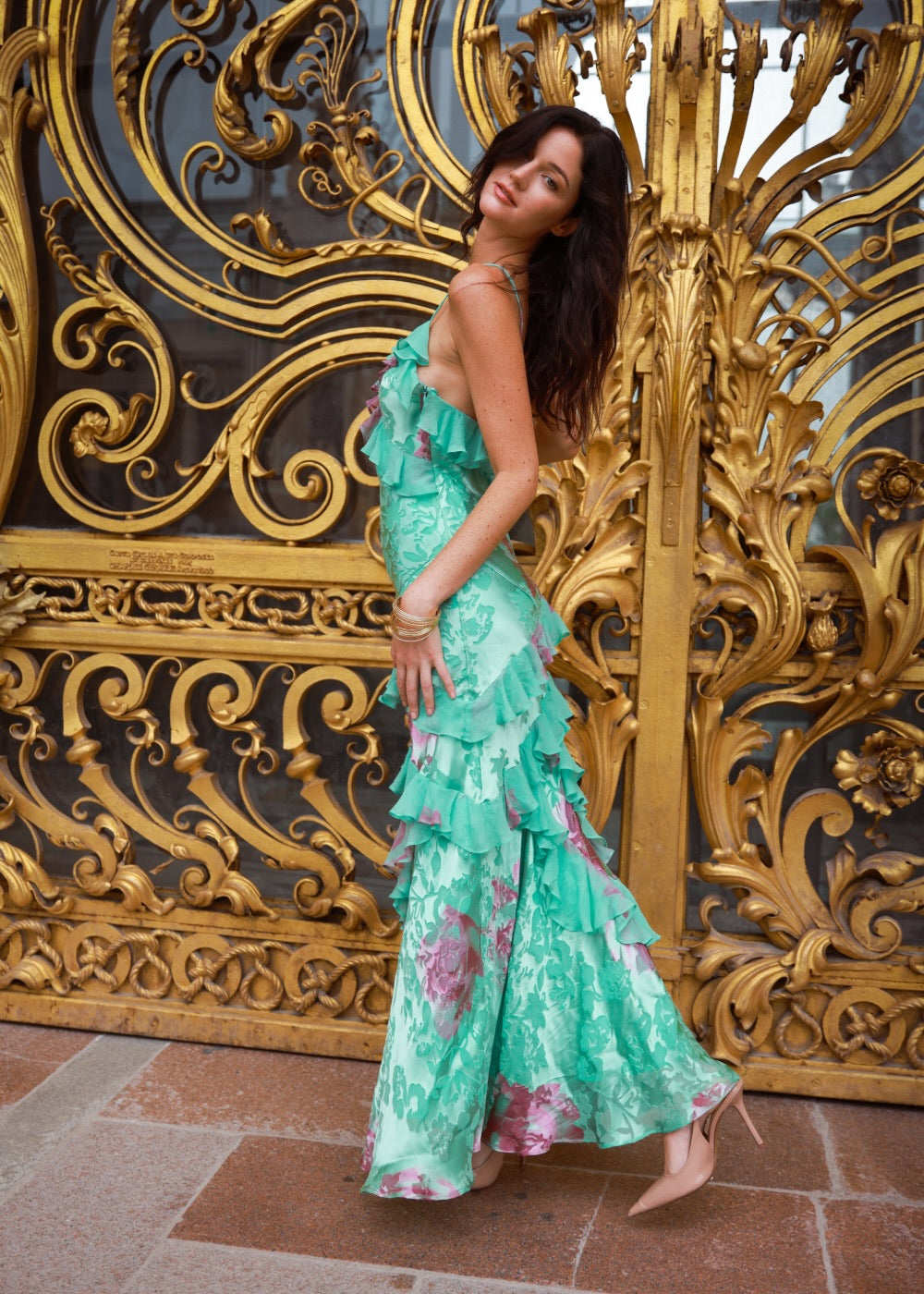 ANTIBES DRESS - Ruffled Silk Burnout