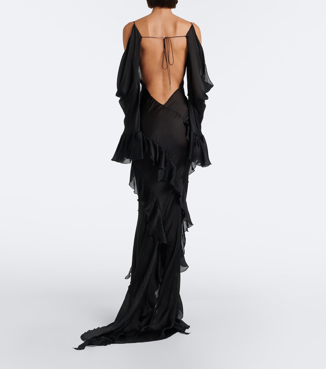 Ruffled silk gown