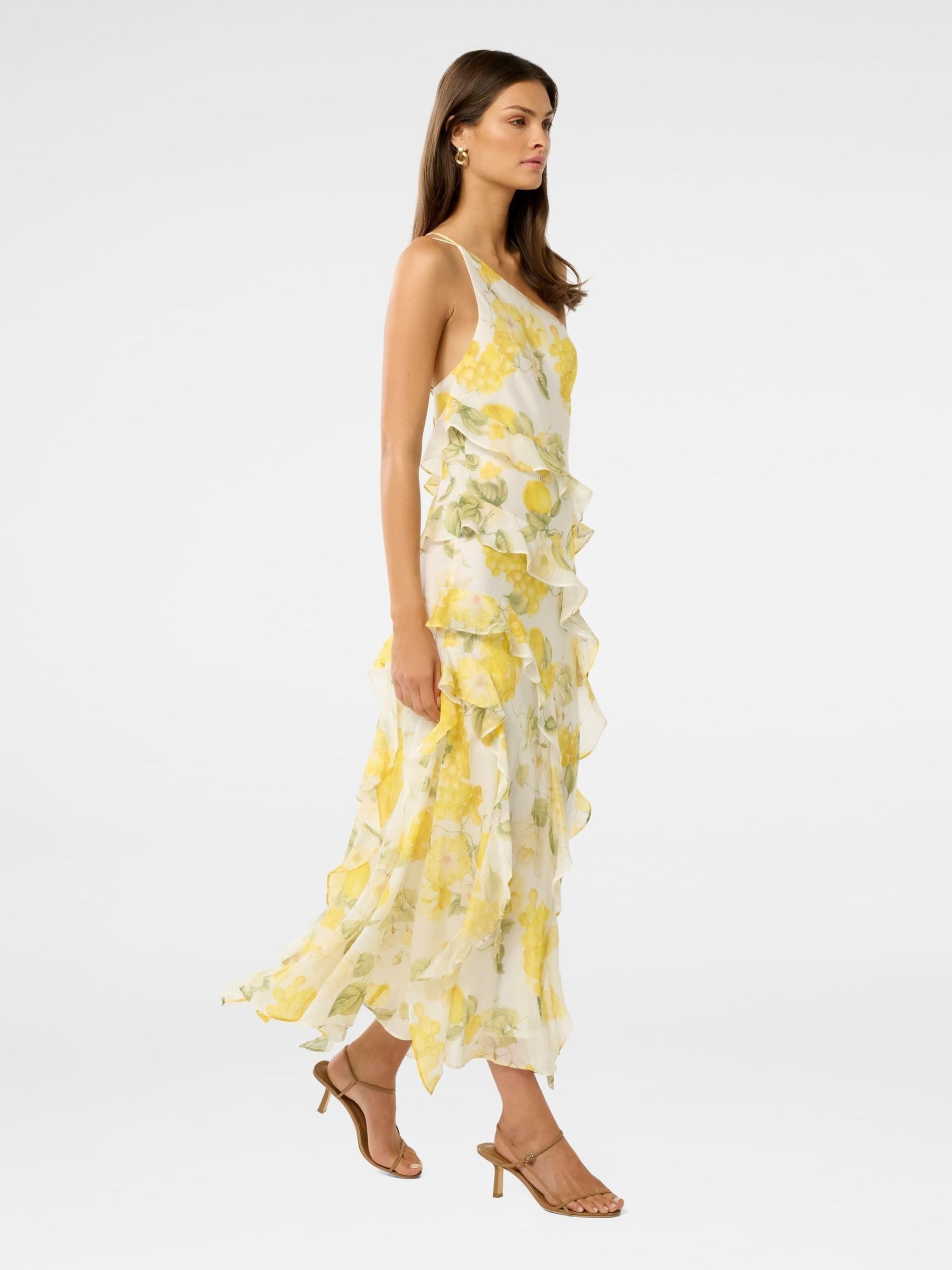 Forever New Yellow Belle One Shoulder Ruffle Gown - Size 4