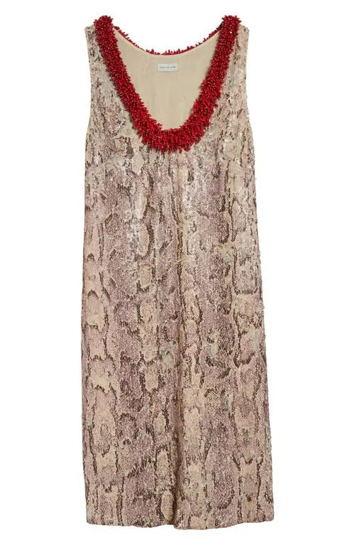 Debis Snakeskin Print Sequin Dress