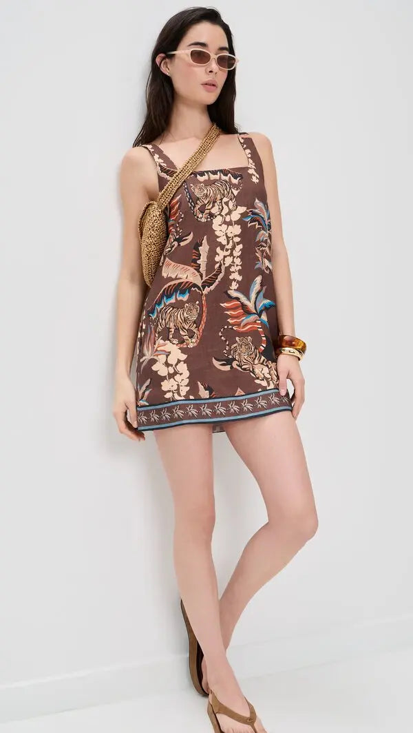 Floral And Tiger Print Mini Dress