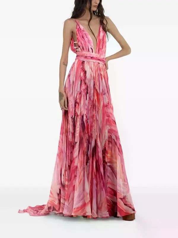 Printed Maxi Dress - Pink